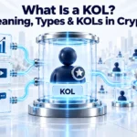TOKEN2049 Singapore 2026 Infographic explaining what a Key Opinion Leader (KOL) is in crypto, showing audience trust, tracked offers, community engagement, and product feedback.